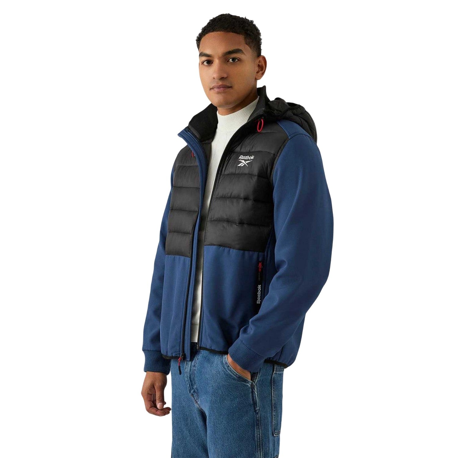 Batik Blue - Close up - Reebok Mens Mixed Media Jacket