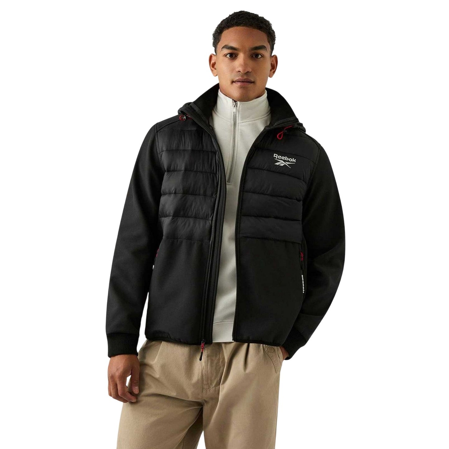Black - Front - Reebok Mens Mixed Media Jacket