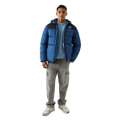 Blue - Side - Reebok Mens Colour Block Reversible Puffer Jacket