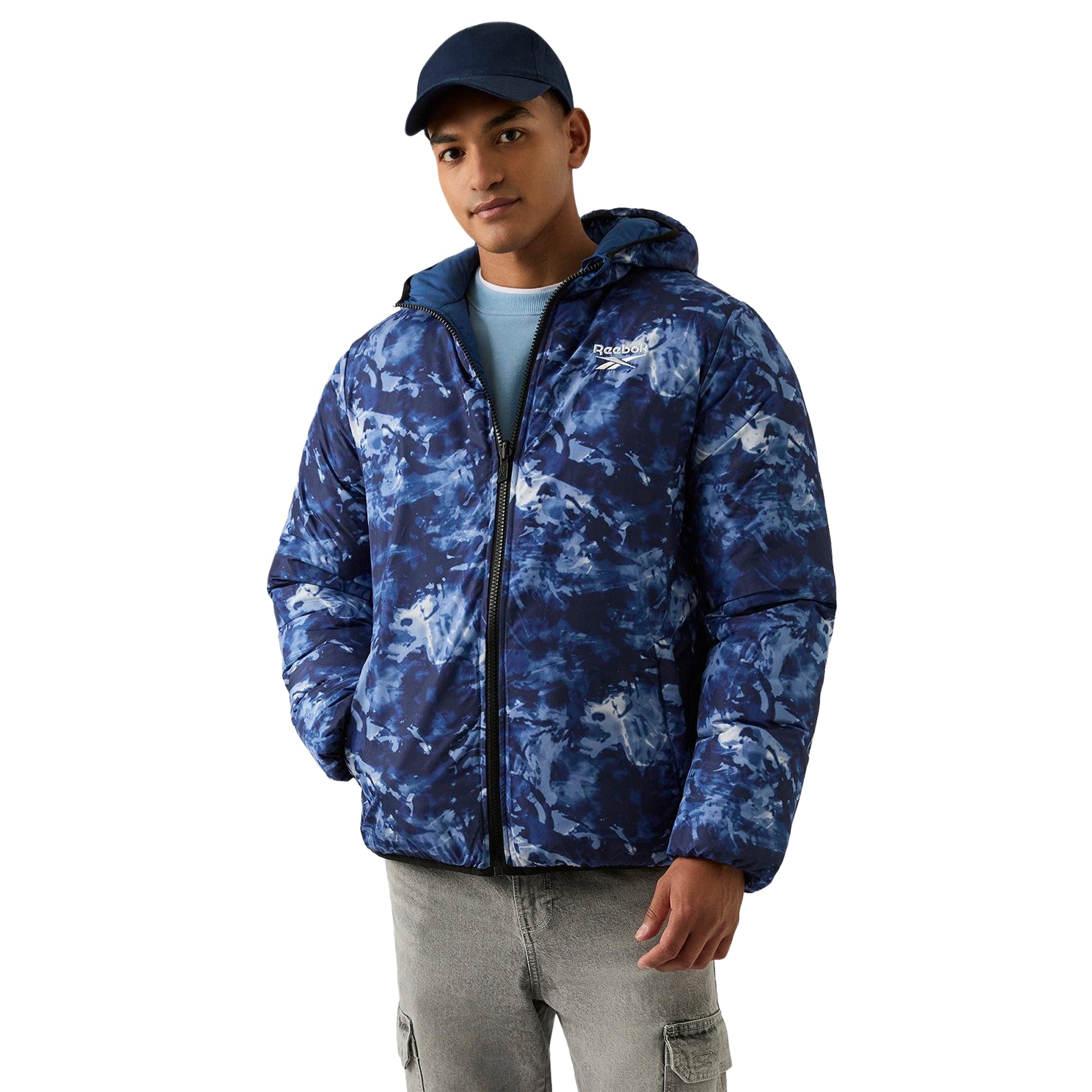 Blue - Lifestyle - Reebok Mens Colour Block Reversible Puffer Jacket