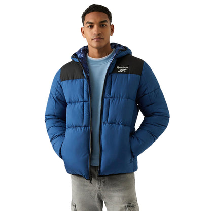 Blue - Front - Reebok Mens Colour Block Reversible Puffer Jacket