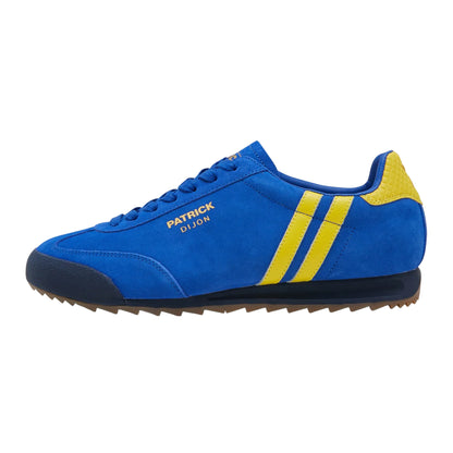 Royal Blue-Yellow-Navy - Side - Patrick Mens Dijon Leather Trainers