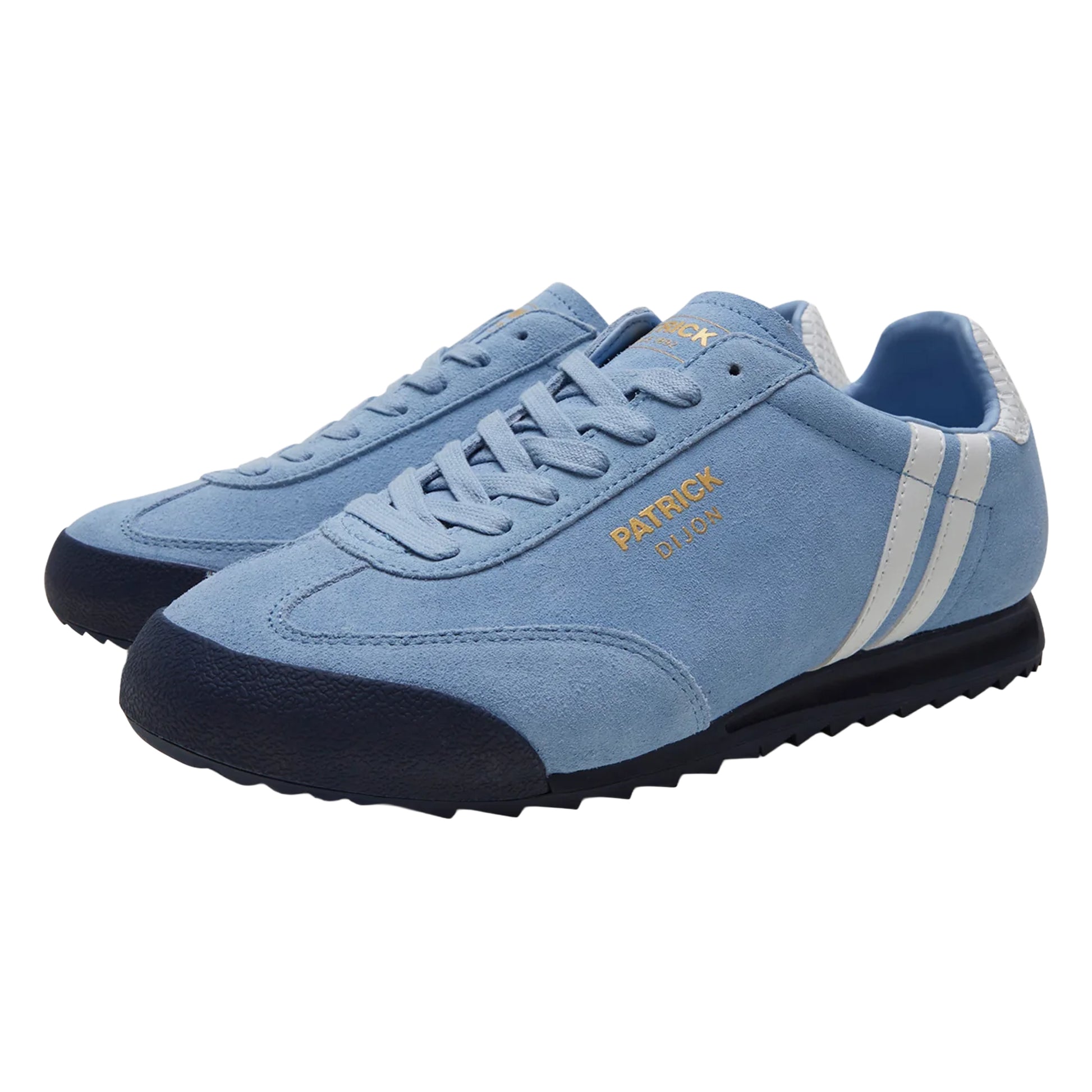 Sky Blue-White-Navy - Front - Patrick Mens Dijon Leather Trainers