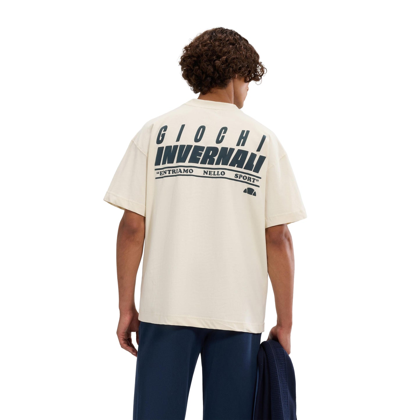 Off White - Back - Ellesse Mens Entriamo Back Print T-Shirt