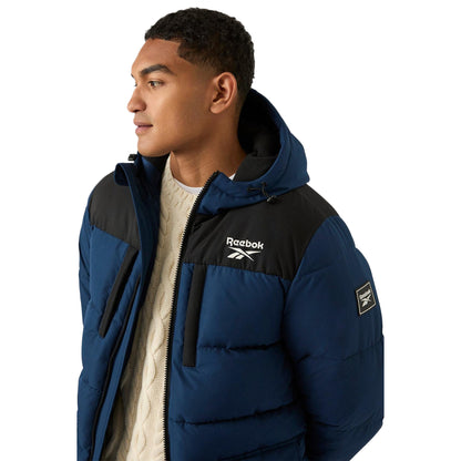Blue - Side - Reebok Mens Plain Puffer Jacket