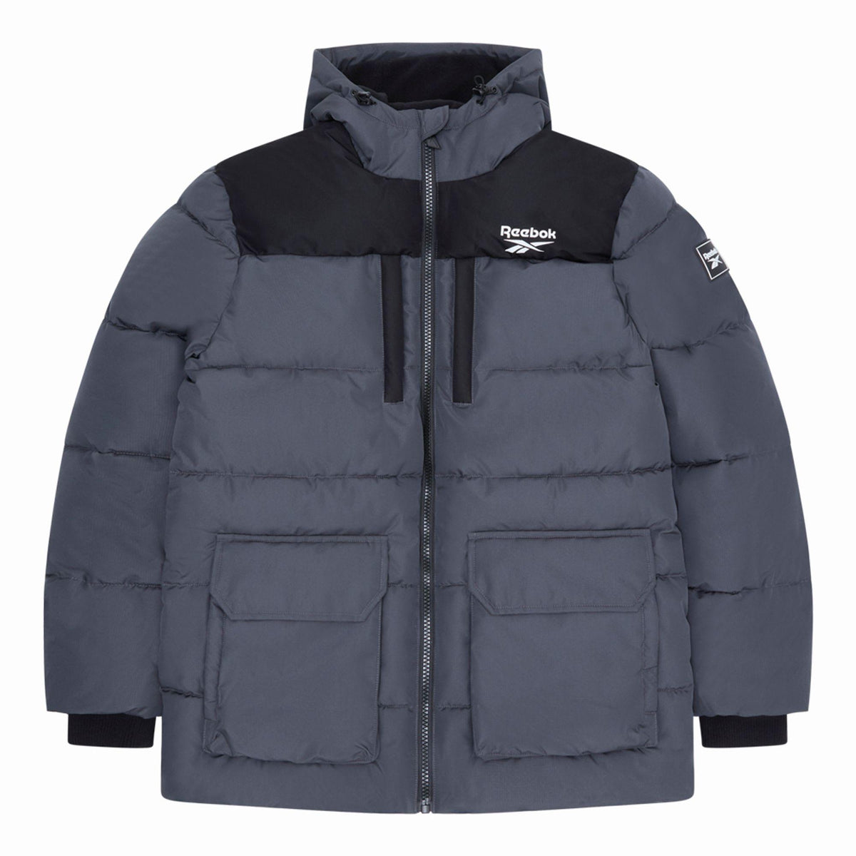 Charcoal - Front - Reebok Mens Plain Puffer Jacket