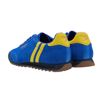 Royal Blue-Yellow-Navy - Back - Patrick Mens Dijon Suede Running Trainers