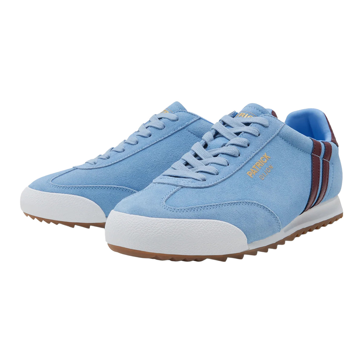 Sky Blue-Burgundy-White - Front - Patrick Mens Dijon Suede Running Trainers