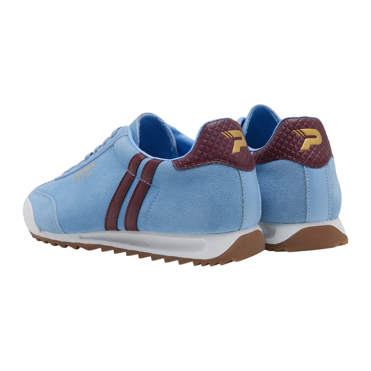 Sky Blue-Burgundy-White - Back - Patrick Mens Dijon Suede Running Trainers