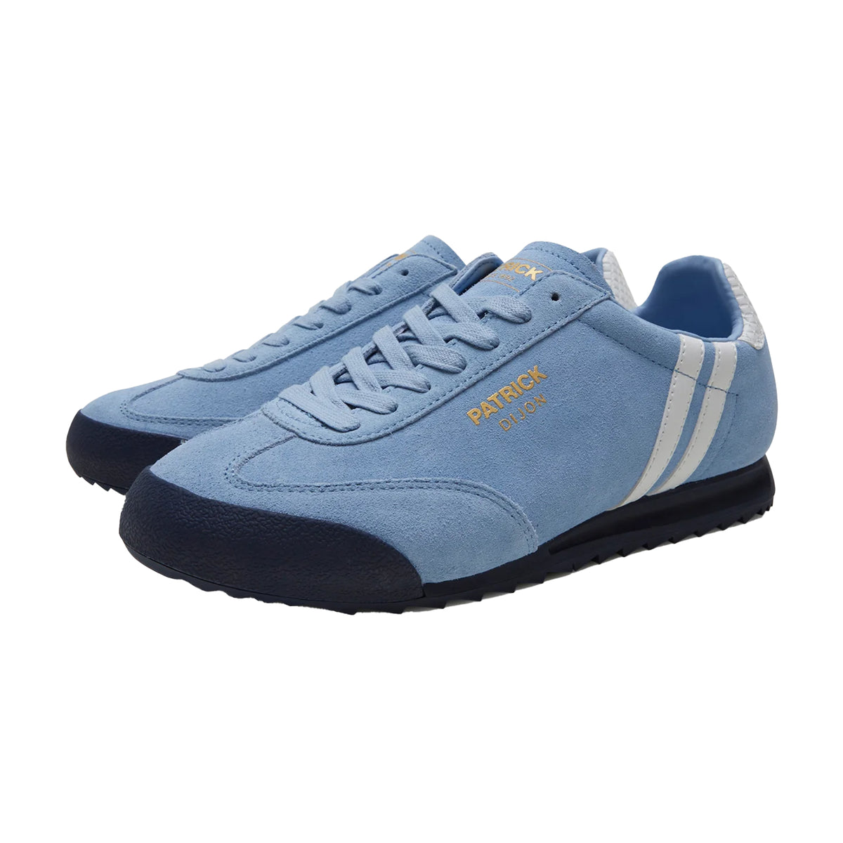 Sky Blue-White-Navy - Front - Patrick Mens Dijon Suede Running Trainers