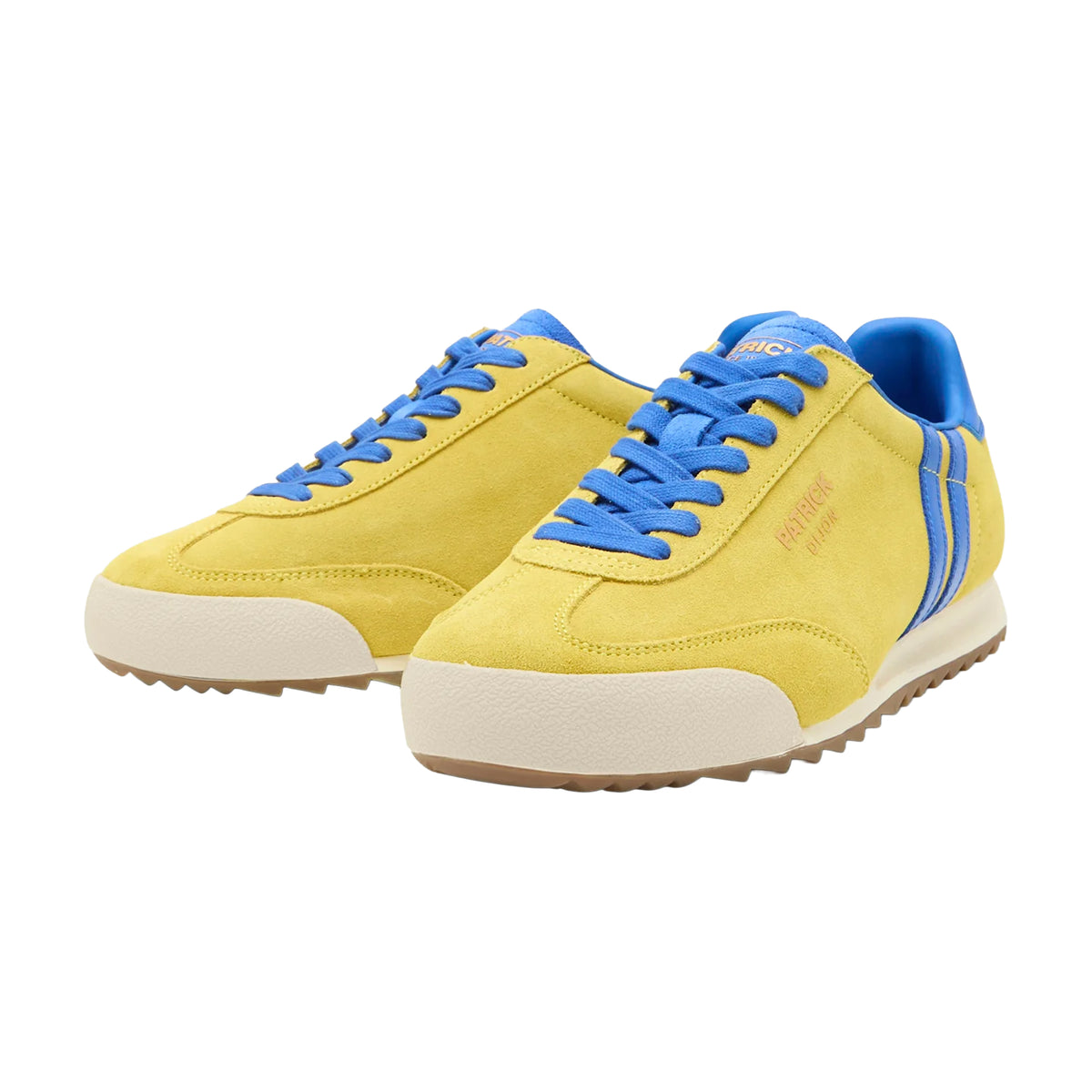 Yellow-Royal Blue - Front - Patrick Mens Dijon Suede Running Trainers