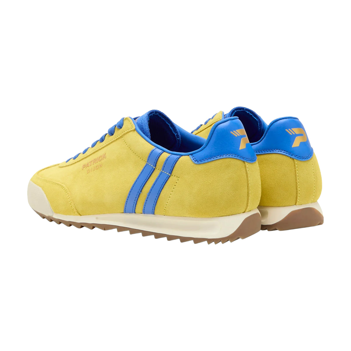 Yellow-Royal Blue - Back - Patrick Mens Dijon Suede Running Trainers