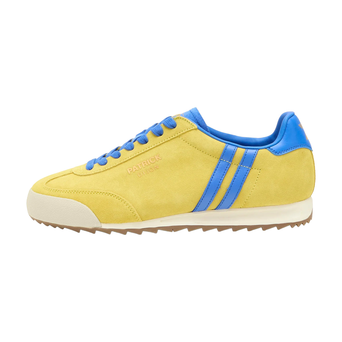 Yellow-Royal Blue - Side - Patrick Mens Dijon Suede Running Trainers