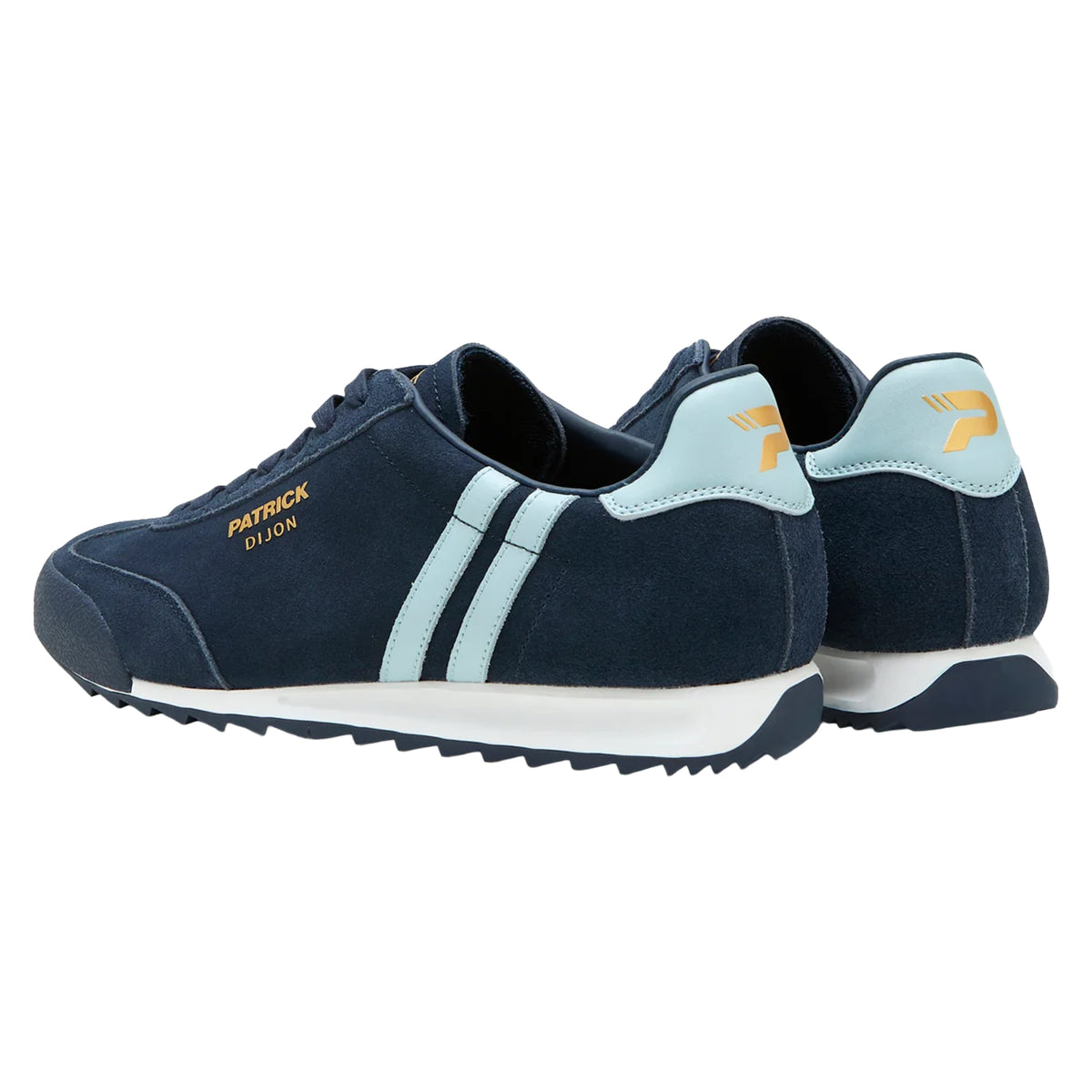 Navy-Sky Blue - Back - Patrick Mens Dijon Suede Running Trainers