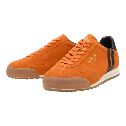Orange-Black - Front - Patrick Mens Dijon Suede Running Trainers
