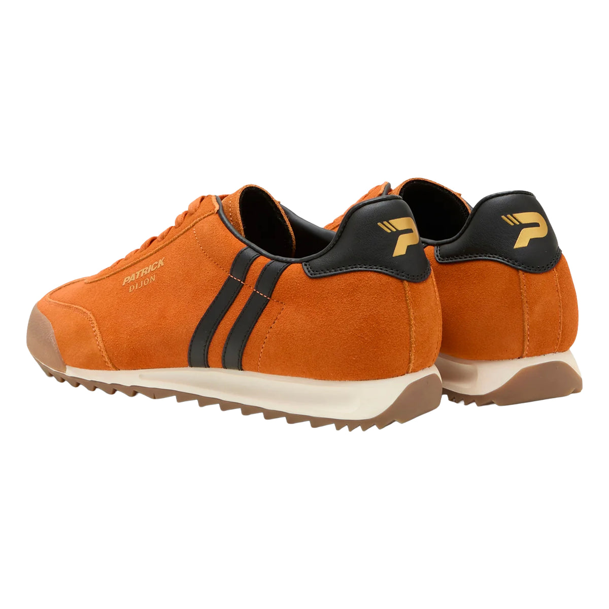 Orange-Black - Back - Patrick Mens Dijon Suede Running Trainers
