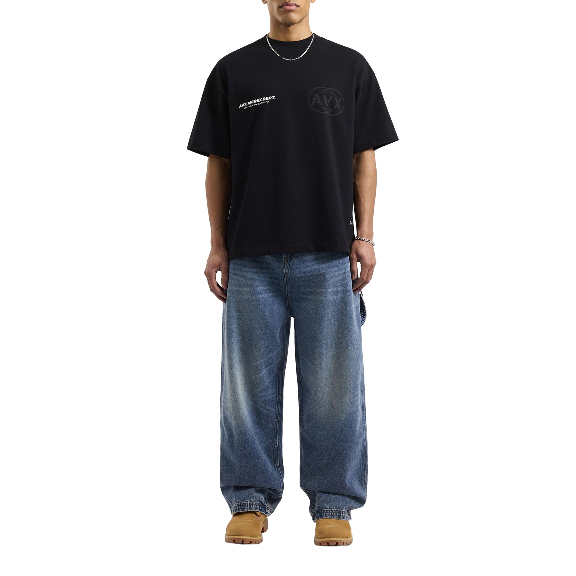 Mid Denim - Lifestyle - AVX Mens Mitch Denim Leather Patch Trousers