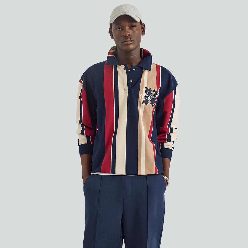 Dark Navy - Front - Nautica Mens Colson Collared Sweatshirt