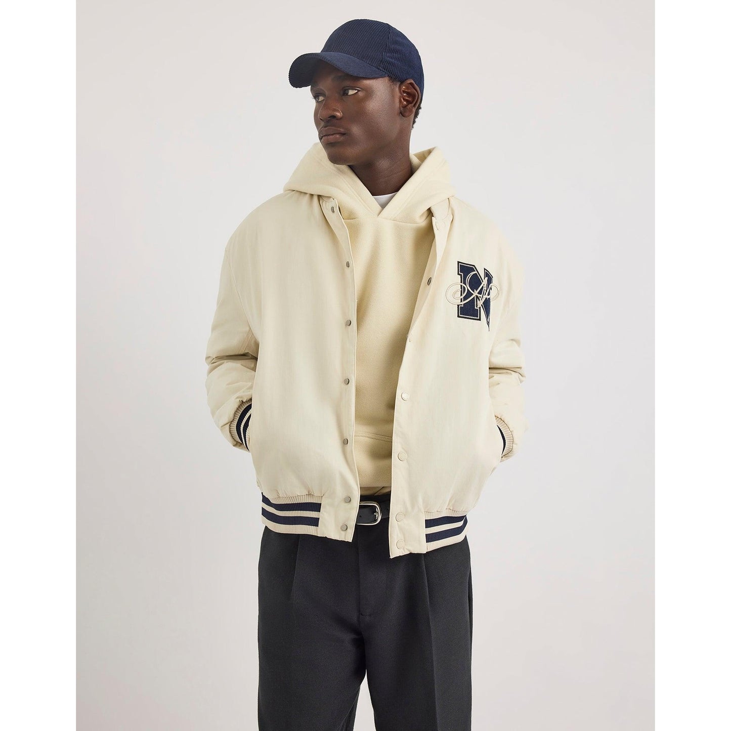 Ivory - Front - Nautica Mens Dreman Letterman Jacket