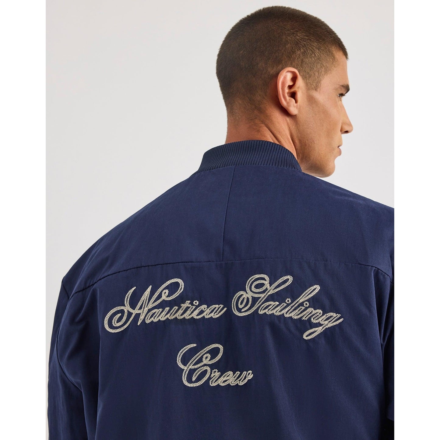 Dark Navy - Side - Nautica Mens Dreman Letterman Jacket