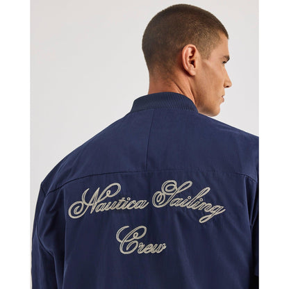 Dark Navy - Side - Nautica Mens Dreman Letterman Jacket