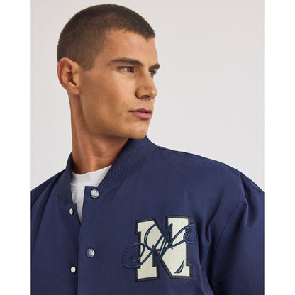 Dark Navy - Lifestyle - Nautica Mens Dreman Letterman Jacket