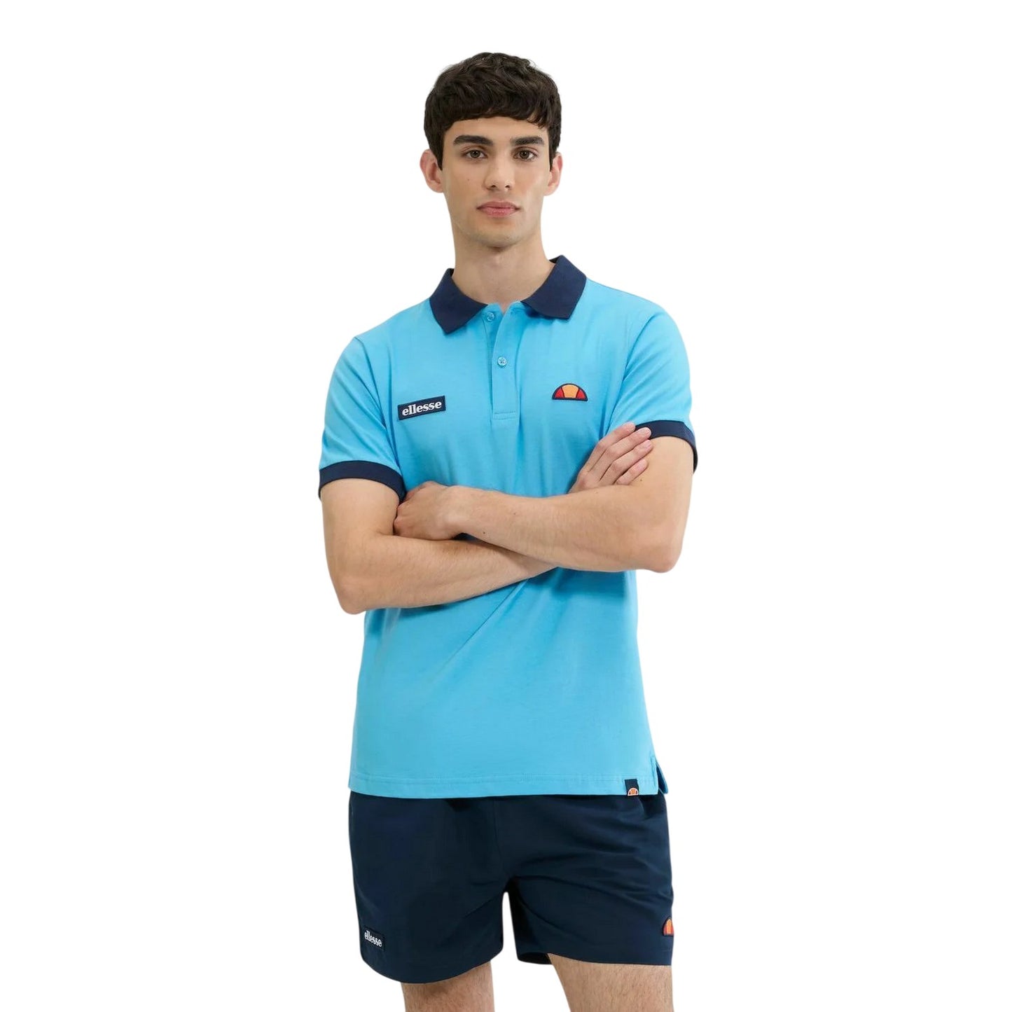 Blue-Navy - Side - Ellesse Mens Lessepsia Logo Cotton Polo Shirt