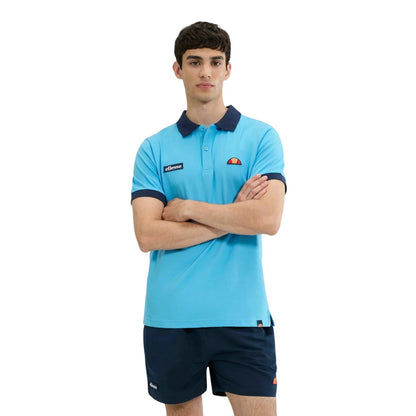 Blue-Navy - Side - Ellesse Mens Lessepsia Logo Cotton Polo Shirt