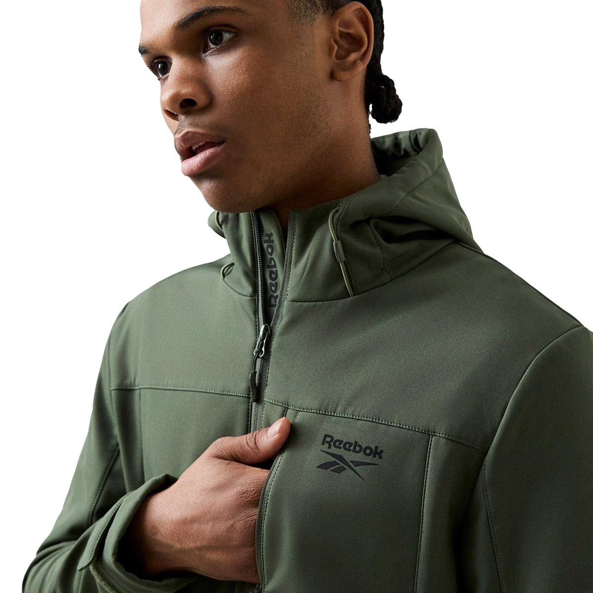 Hunter Green - Side - Reebok Mens Compton Soft Shell Jacket