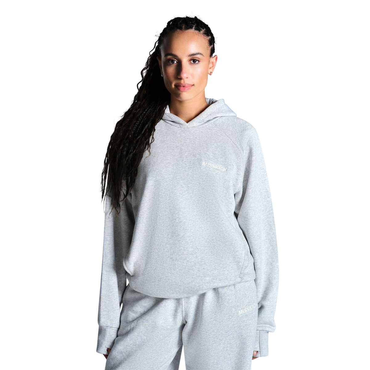 Light Grey Marl Marl - Front - Miss Kick Womens-Ladies Medias Pullover Hoodie