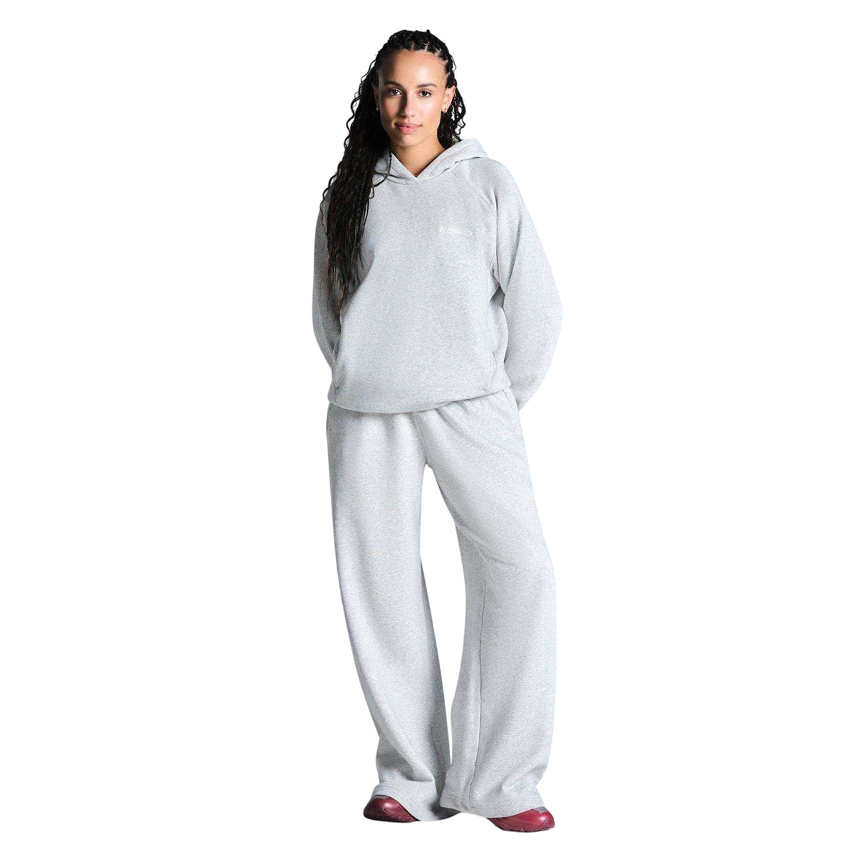 Light Grey Marl Marl - Side - Miss Kick Womens-Ladies Medias Pullover Hoodie