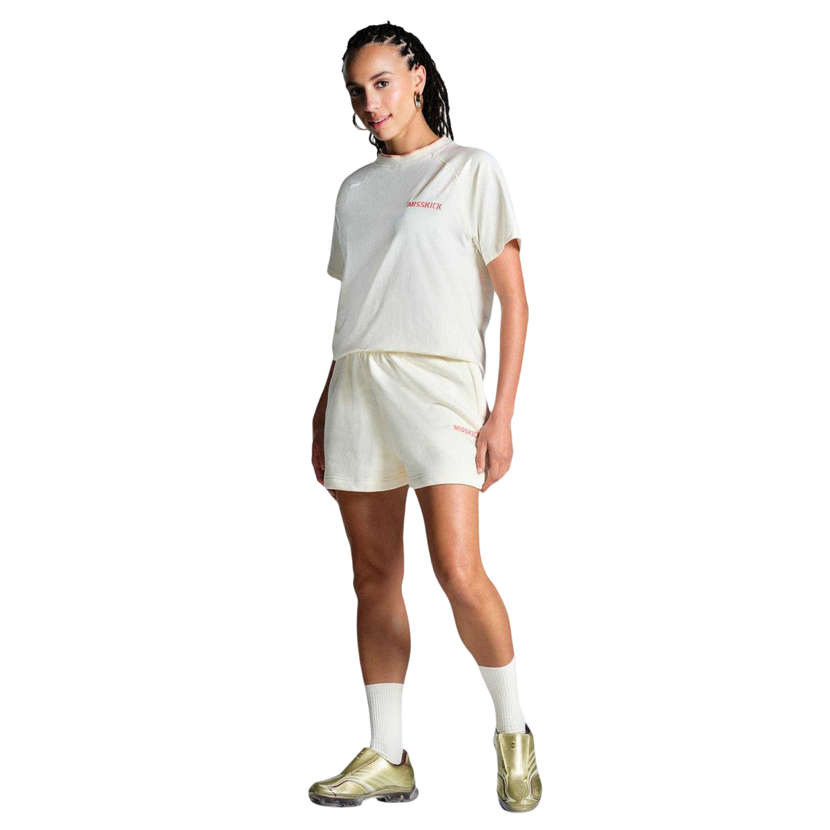 Off White-Peach - Side - Miss Kick Womens-Ladies T-Shirt