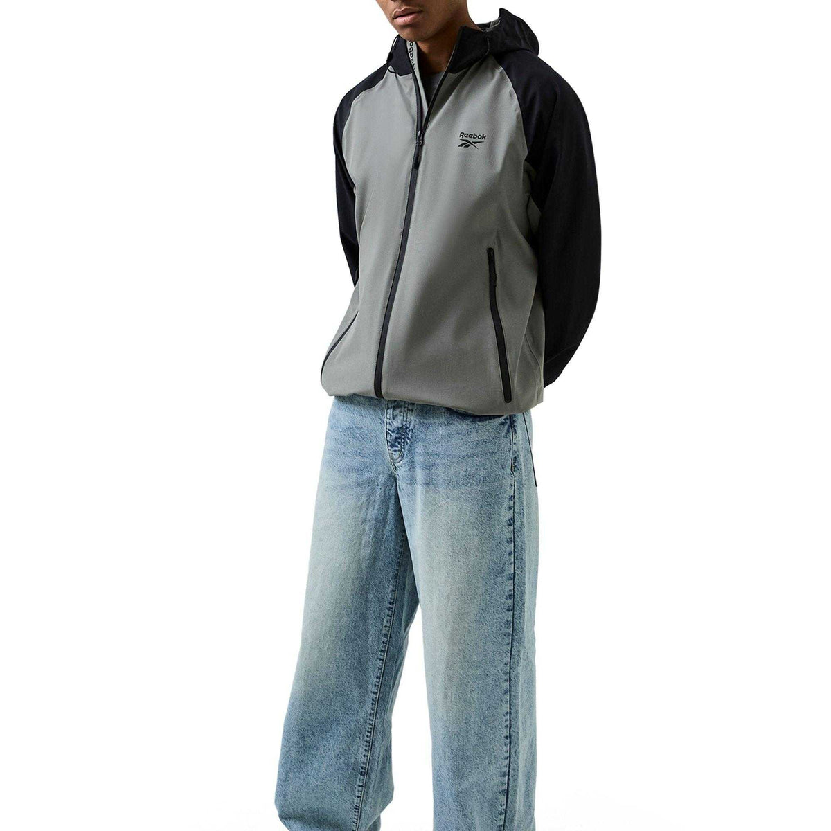 Grey - Side - Reebok Mens Rodden Lightweight Raglan Jacket
