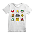 White - Front - Super Mario Childrens-Kids Items Logo T-Shirt