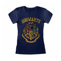 Navy - Front - Harry Potter Womens-Ladies Hogwarts Crest Fitted T-Shirt