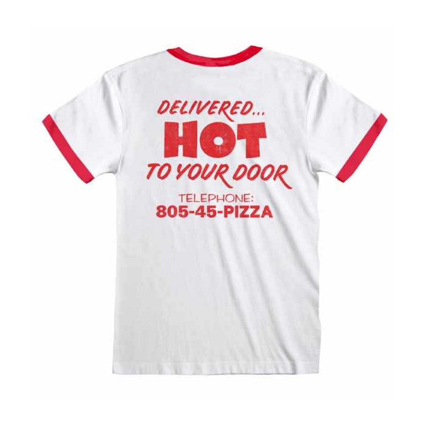 White-Red - Back - Stranger Things Unisex Adult Surfer Boy Pizza T-Shirt