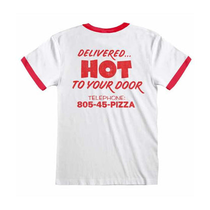 White-Red - Back - Stranger Things Unisex Adult Surfer Boy Pizza T-Shirt