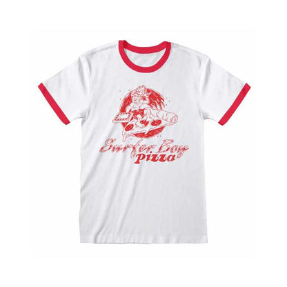White-Red - Front - Stranger Things Unisex Adult Surfer Boy Pizza T-Shirt
