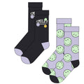 Black-Purple - Front - OnePointFive°C Unisex Adult Smiley Ankle Socks Set (Pack of 2)