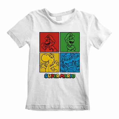 White-Green-Yellow - Front - Super Mario Childrens-Kids Squares T-Shirt