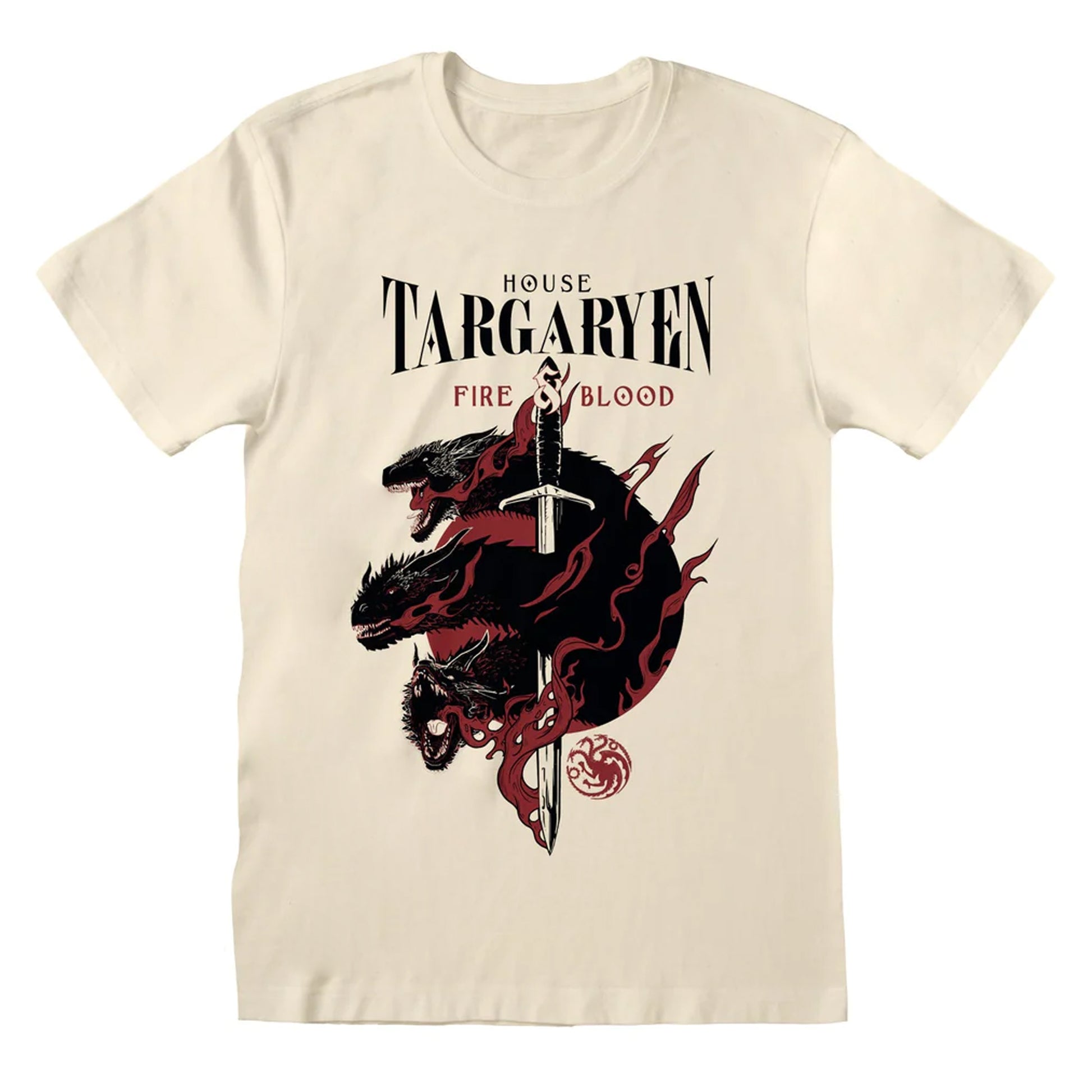 Natural - Front - Game of Thrones Unisex Adult House Targaryen T-Shirt