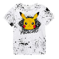 White-Black-Yellow - Front - Pokemon Childrens-Kids Electrifying 025 Pikachu Splattered T-Shirt