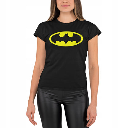 Black-Yellow - Side - Batman Womens-Ladies Logo T-Shirt