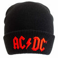 Black-Red - Front - AC-DC Appliqué Logo Beanie