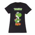 Black - Front - Super Mario Unisex Adult Yoshi Fitted T-Shirt
