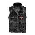 Jet Black - Front - Stranger Things Unisex Adult Hellfire Club Sleeveless Denim Jacket