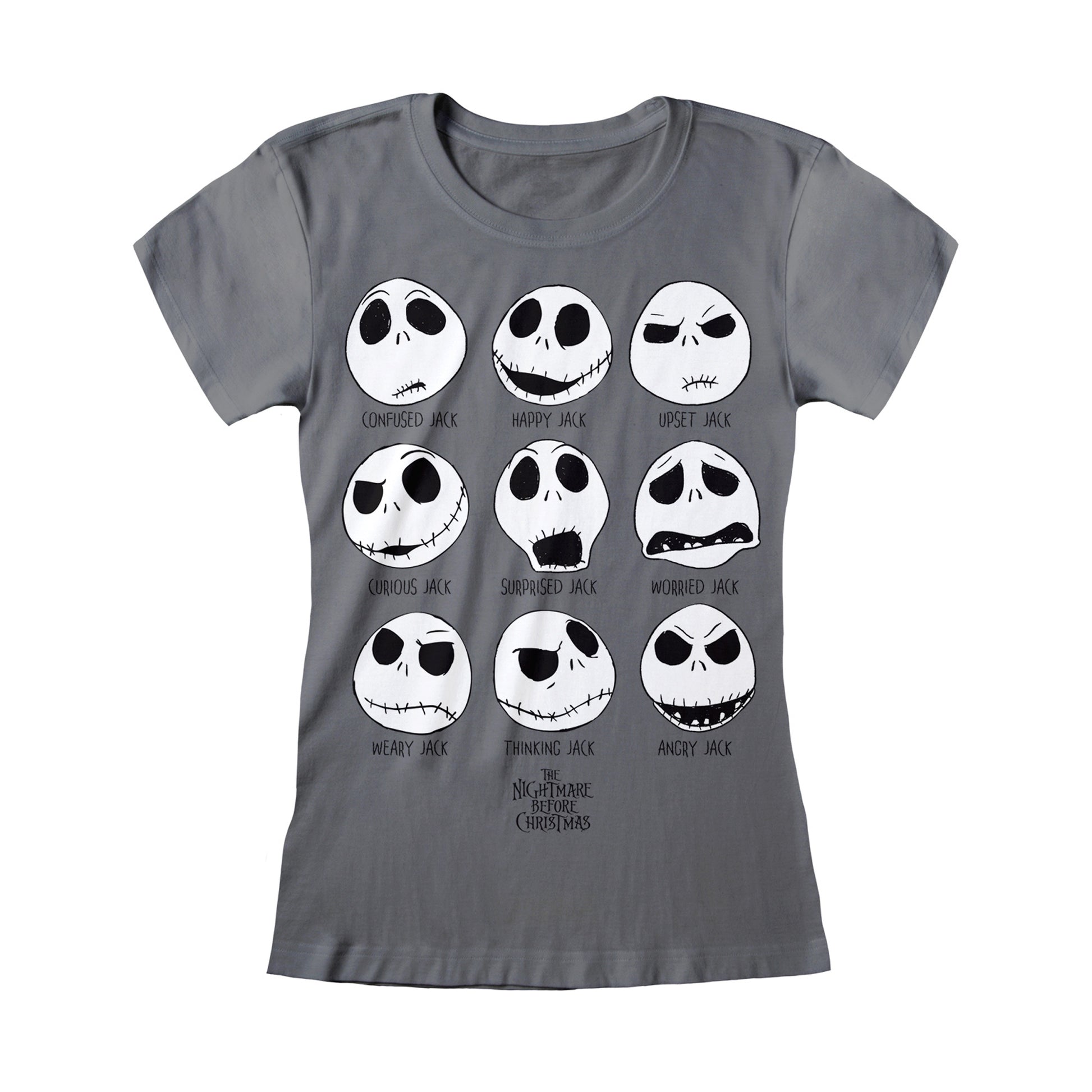 Charcoal Grey - Front - Nightmare Before Christmas Womens-Ladies Jack Skellington T-Shirt