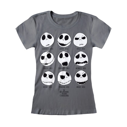 Charcoal Grey - Front - Nightmare Before Christmas Womens-Ladies Jack Skellington T-Shirt