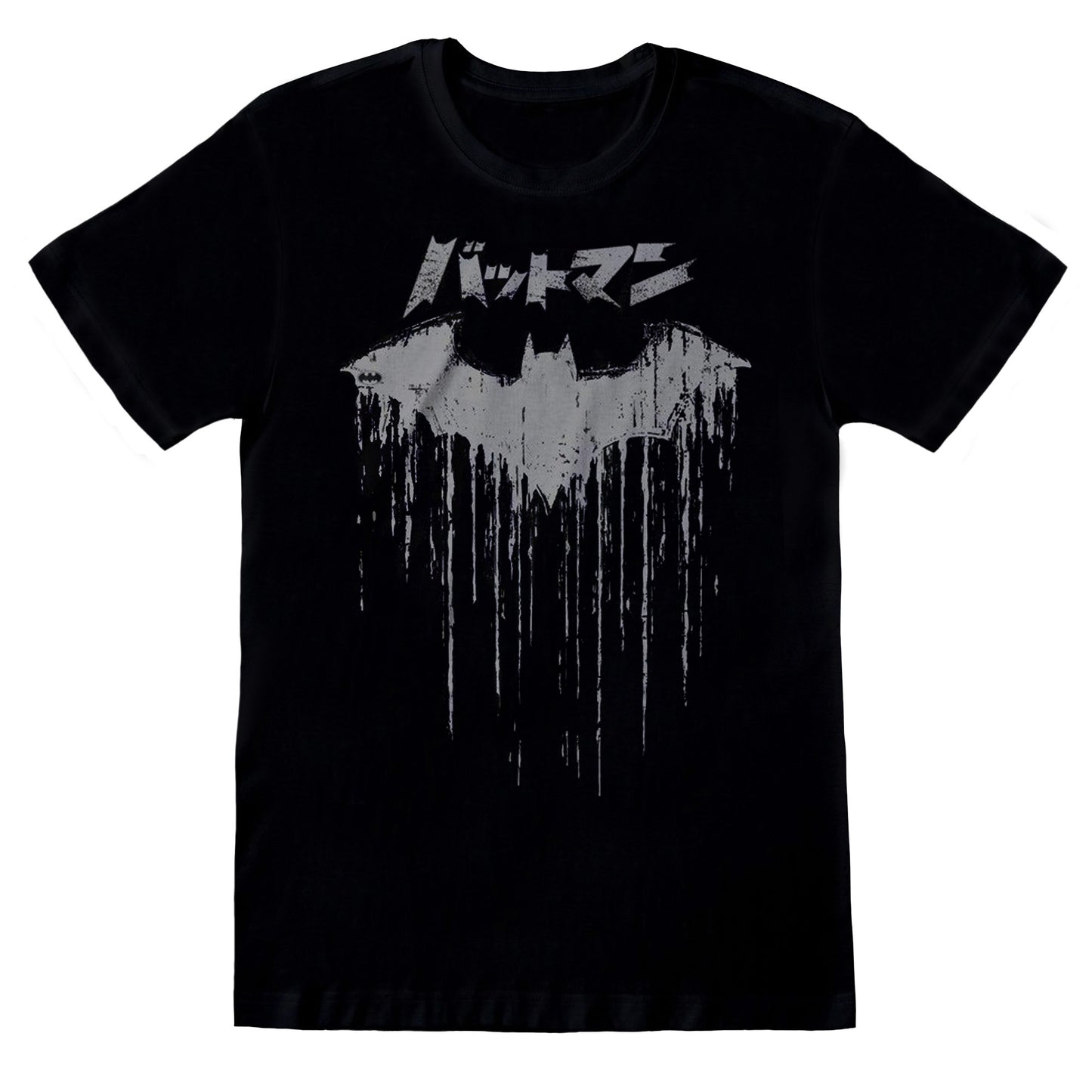 Black - Front - Batman Unisex Adult Japanese Logo T-Shirt