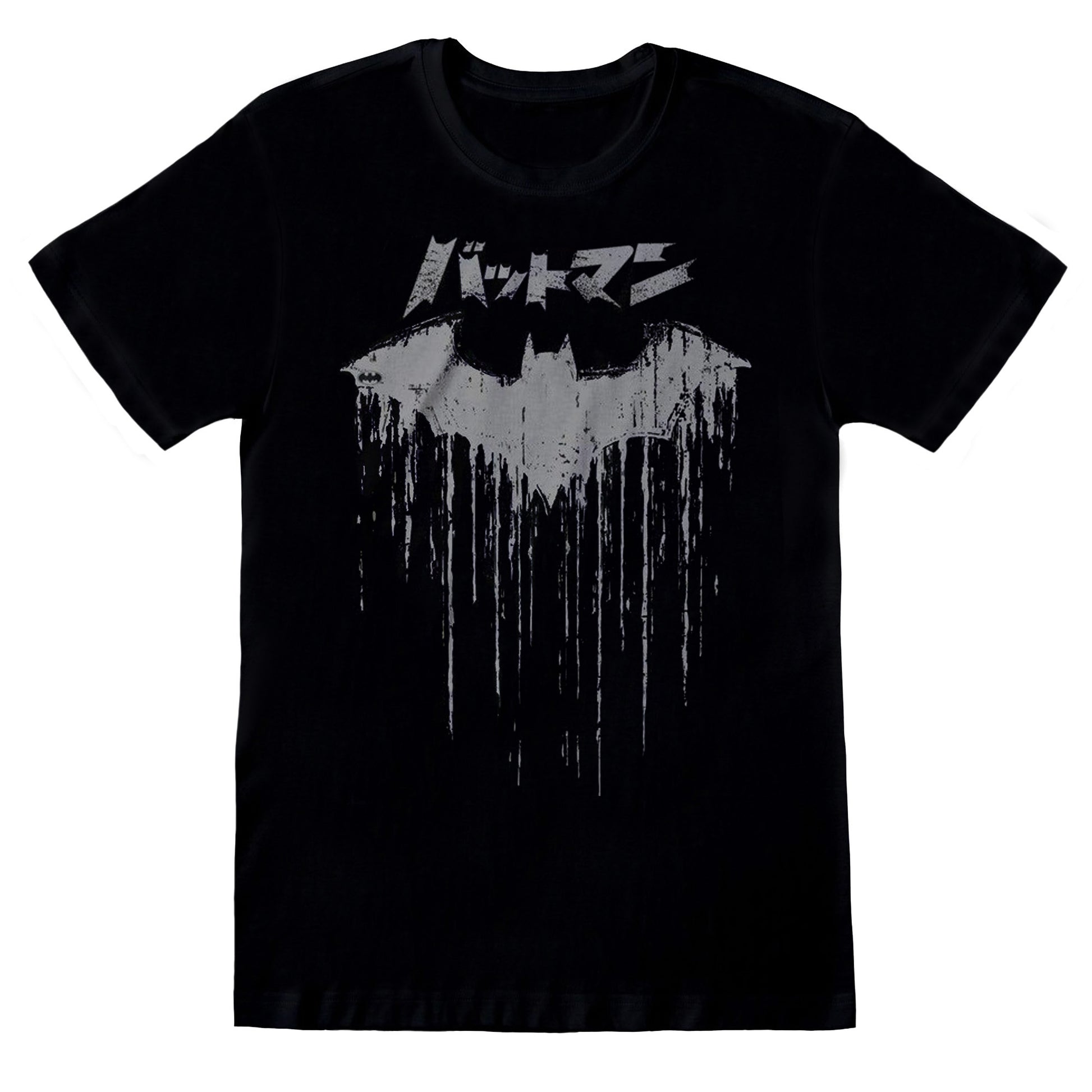 Black - Front - Batman Unisex Adult Japanese Logo T-Shirt